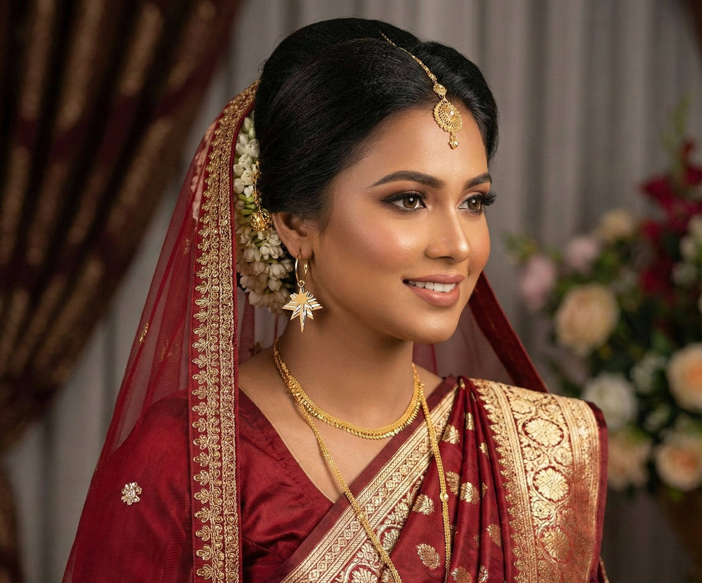 Premium Gold Starburst Dangle Hoop Earrings for Women – Trendy Party & Daily Wear