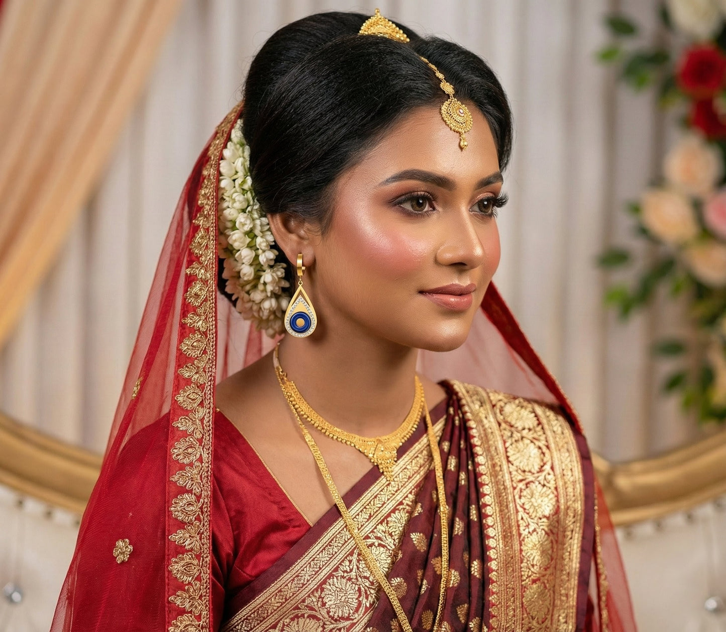 Luxury Gold Teardrop Dangle Earrings with Crystal Center – Party & Casual Wear