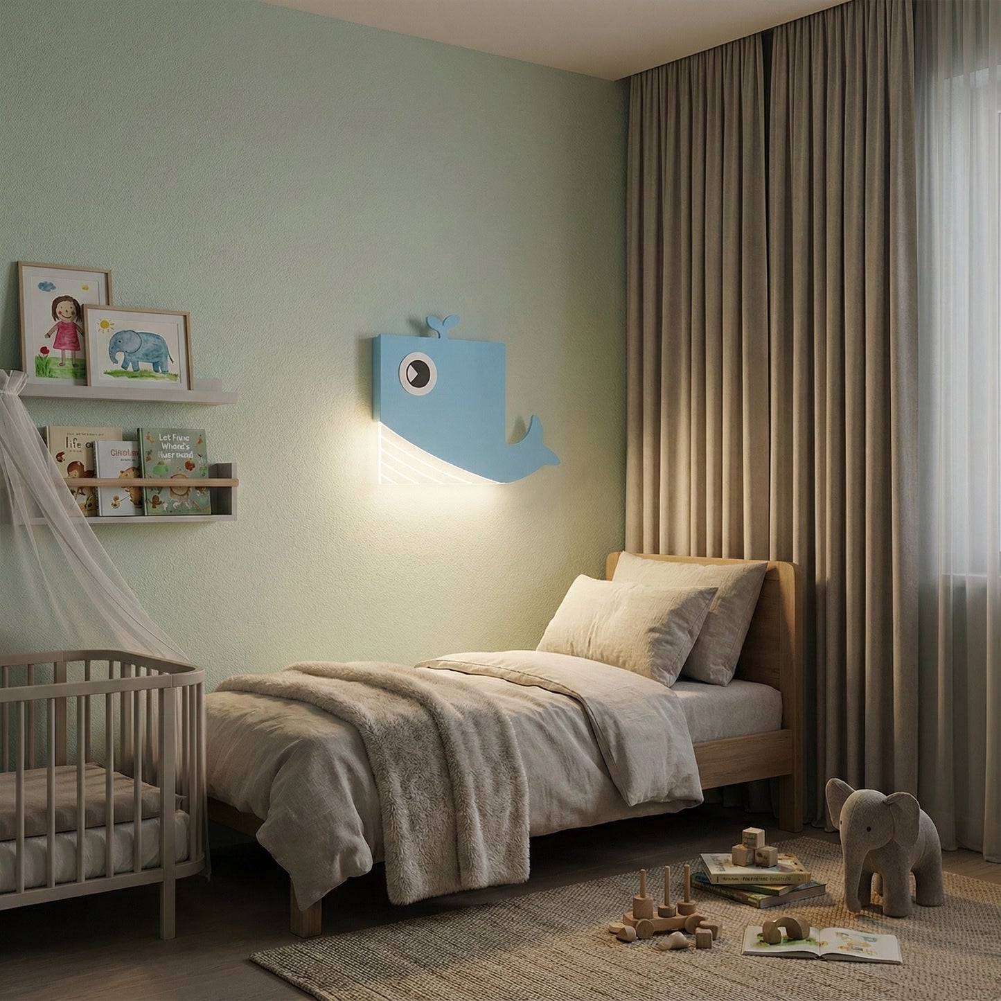 Kids Whale LED Wall Light for Bedroom Night Lamp in Bangladesh